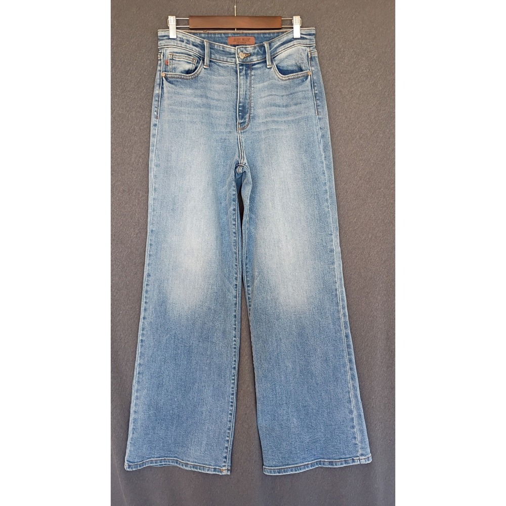 Judy‎ Blue Wide Leg Jeans Light Wash High Rise Denim Size 9/29 X33 Faded